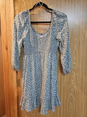 Hollister Sage Green Floral Long Sleeve Mini Dress